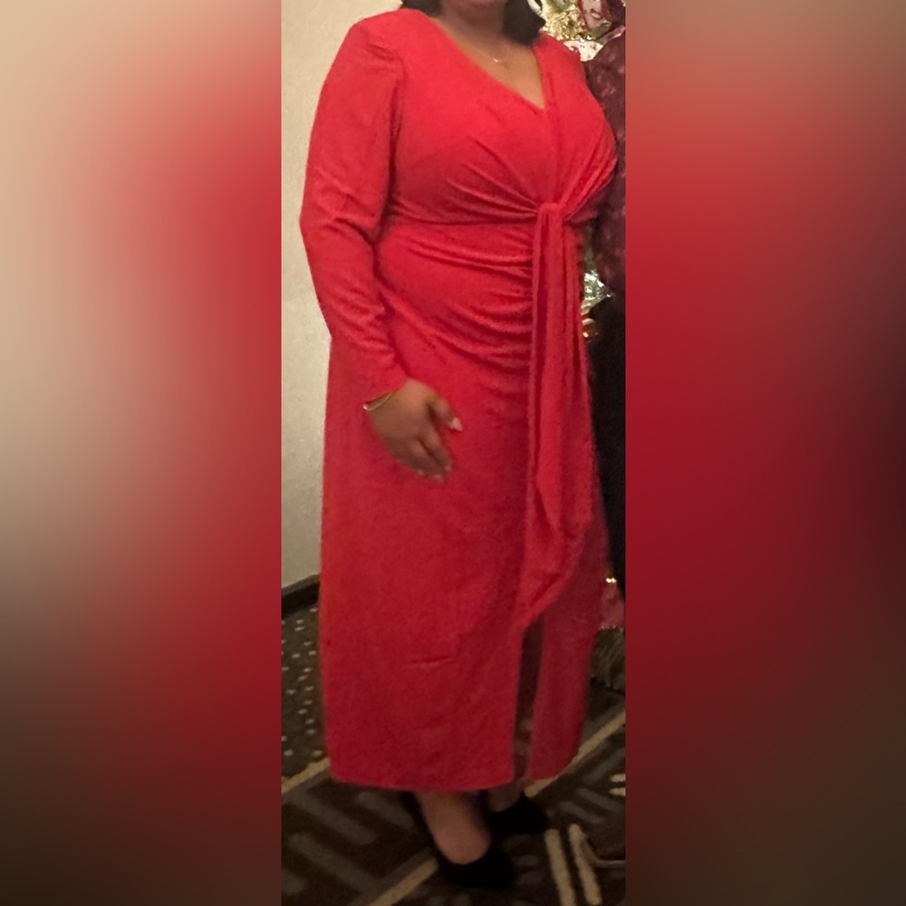 Elegant Red Draped Dress